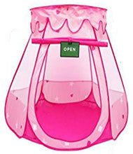 Load image into Gallery viewer, Pink Princess POP UP Tent with Carry Case. Girls Pink Playhouse with Mesh Siding, Stars and Red Hearts for Indoor/Outdoor Kids Playtime Activities – Lovely Birthday Gift for Her
