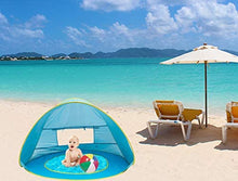 Load image into Gallery viewer, Baby Beach POP UP Tent – Light Blue Canopy Tent with Kiddie Pool and Carry Case. Portable Lightweight UV Protection Sun Shelter for Kids, Outdoor/Indoor Toddler Play - Play Kreative