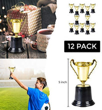 Load image into Gallery viewer, Kids Plastic Golden Award Trophy – Pack of 12 – 5 inch Gold Cup Trophies for Children - Party Favors Reward Prizes