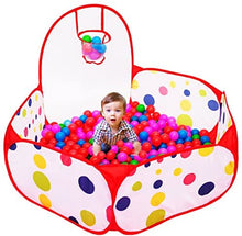 Load image into Gallery viewer, PlayO Kids Ball Pit Tent with Basketball Hoop - Kids Red Ball Pit Play Tent with Hoop and Carry Case. Toddler Pop up Playpen Tent 4 ft. (120cm) (Balls not Included)