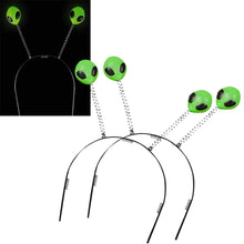Load image into Gallery viewer, Glow in The Dark Alien Head Boppers - Set of 12 Fun Party Favors Alien Headband with Glow in The Dark Effect Silver