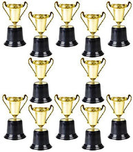 Load image into Gallery viewer, Kids Plastic Golden Award Trophy – Pack of 12 – 5 inch Gold Cup Trophies for Children - Party Favors Reward Prizes