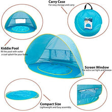 Load image into Gallery viewer, Baby Beach POP UP Tent – Light Blue Canopy Tent with Kiddie Pool and Carry Case. Portable Lightweight UV Protection Sun Shelter for Kids, Outdoor/Indoor Toddler Play - Play Kreative