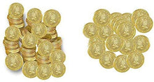 Load image into Gallery viewer, Plastic Gold Coins Play Money – 144 Pack- Fake Money- Party Favors