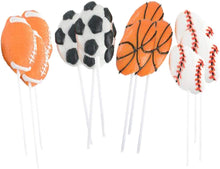 Load image into Gallery viewer, PlayO Kids Sports Lollipops - Pack of 12 Children Sports Ball Sucker Lollipops Party Favors - Sports Birthday Party Lollipops