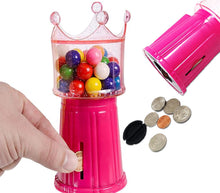 Load image into Gallery viewer, PlayO Pink Princess 6.75" Coin Operated Children Gumball Machine Toy Bank - Great Gift for Girls, Birthdays Carnival Parties