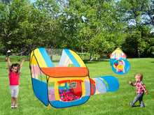 Load image into Gallery viewer, PlayO Childrens Play Tent with Crawling Tunnel and Carry Case. Popup Kids Playhouse for Indoor/Outdoor Fun Activities. Great Birthday Gift for Girl or Boy