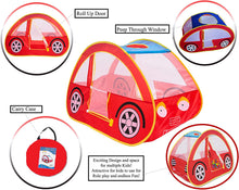 Load image into Gallery viewer, Car Popup Tent – Red Racing car - Pretend Vehicle Kids Play House and Carry Case. for Outdoor/Indoor Child Playtime Activities. Great Birthday Gift for Children