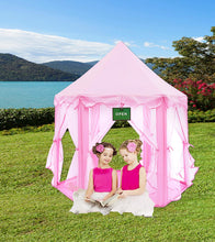 Load image into Gallery viewer, Pink Princess Castle Tent with Carry Case. Girls Pink Fairy Playhouse with Mesh Siding for Indoor/Outdoor Kids Playtime Activities – Lovely Birthday Gift for Her