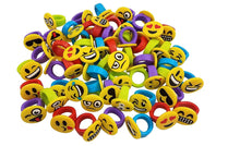 Load image into Gallery viewer, Emoji Rubber Rings - Bulk Pack of 60 Party Favor Rings - Kids Emoticon Smiley Rings