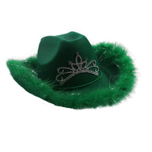 Load image into Gallery viewer, Pink Felt Feather Blinking Tiara Cowboy Cowgirl Dress Up Hat