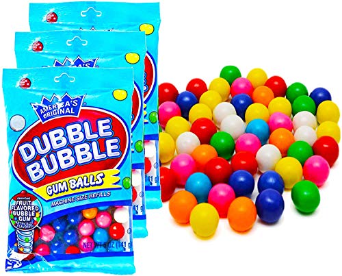 PlayO Gumballs for Gumball Machine - Refill Bubble Gum 1 Pound - 3 Pack of Double Bubble Gum Ball Candies