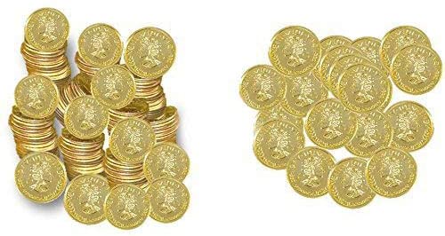 144 PLASTIC GOLD COINS PIRATE TREASURE CHEST PLAY MONEY BIRTHDAY PARTY  FAVORS