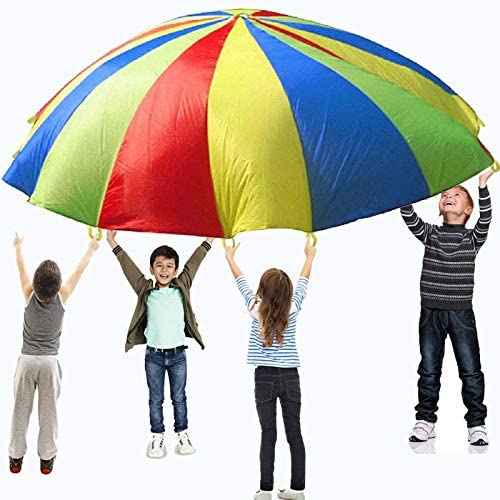 parachute tent PlayO Colorful 12-Foot Play Parachute for Kids with 8 Handles. Childre – Playoshop