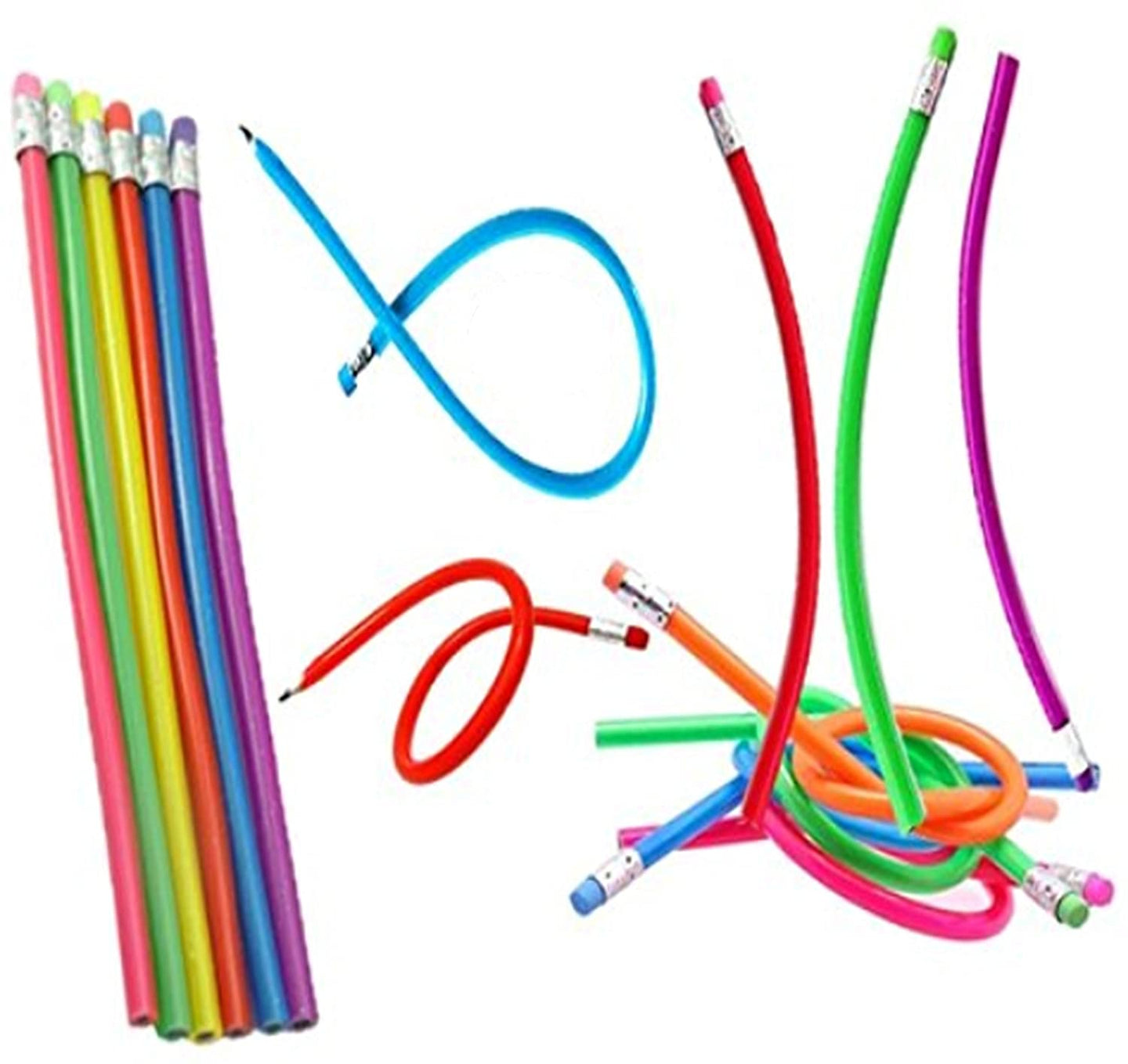 10 pcs Bendy Flexible Doux Coloré Crayon À Rayures avec Gomme Pour Enfants